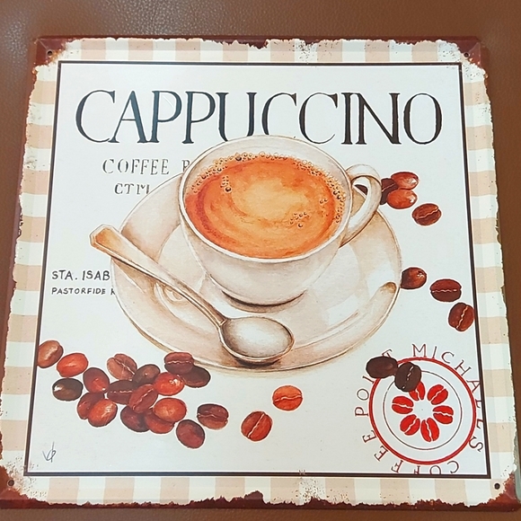 Large Retro 'Cappuccino' Tin Sign - Picture 1 of 10